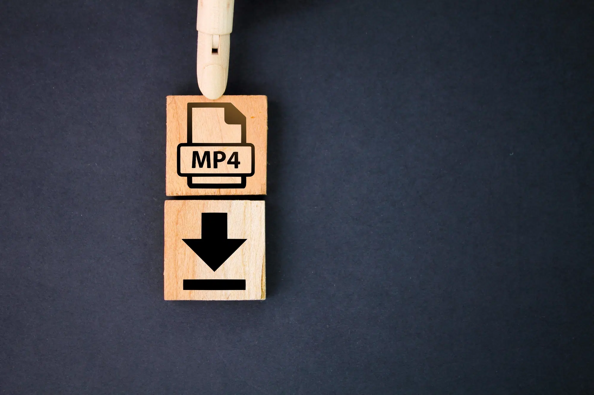 wooden silver with MP4 download arau save icon.