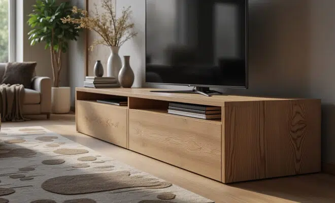 découvrez les avantages du meuble tv forum 9837patv en chêne dakota : une solution élégante et pratique pour un rangement optimal de votre salon, alliant design moderne et fonctionnalité.