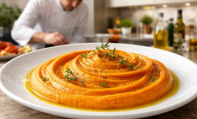 apprenez à réaliser une purée de patate douce à la manière d'etchebest, une recette simple et raffinée digne des grands restaurants pour sublimer vos repas.