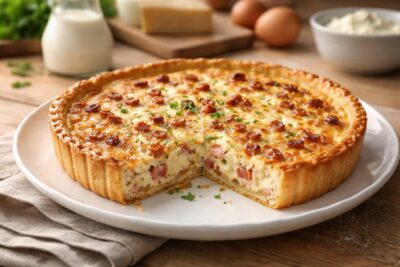 découvrez la recette classique revisitée de la quiche lorraine au fromage blanc, pour une saveur légère et gourmande à savourer en toute simplicité.