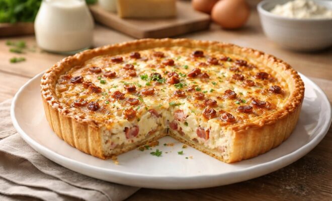 découvrez la recette classique revisitée de la quiche lorraine au fromage blanc, pour une saveur légère et gourmande à savourer en toute simplicité.