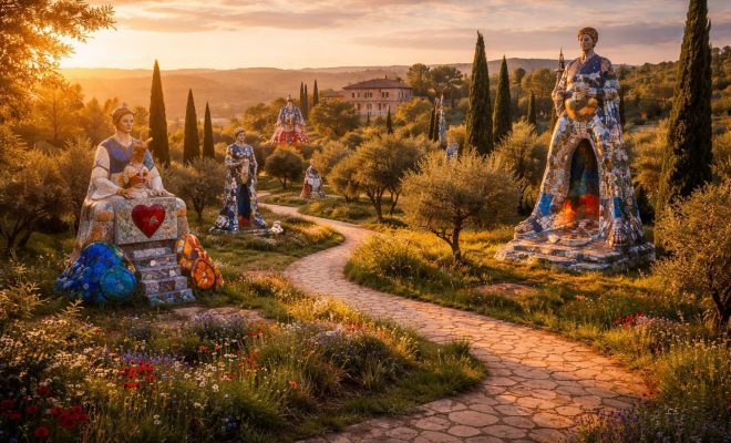 plongez dans l'univers magique du jardin des tarots en toscane et vivez une expérience féérique au cœur d'un jardin sculptural unique.