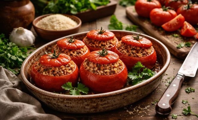 apprenez à préparer des tomates farcies traditionnelles avec une recette de grand-mère incluant du riz, simple et savoureuse, pour cuisiner comme un chef à la maison.