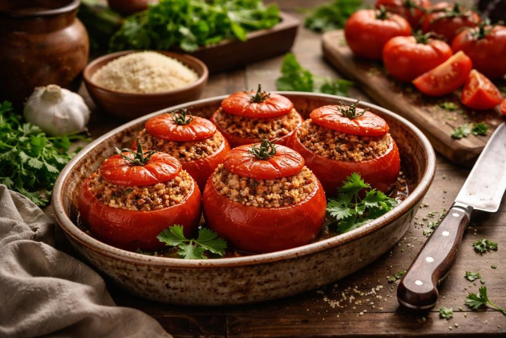 apprenez à préparer des tomates farcies traditionnelles avec une recette de grand-mère incluant du riz, simple et savoureuse, pour cuisiner comme un chef à la maison.